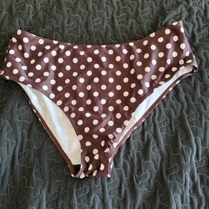 NWT Polka Dot Bikini Bottoms - Brown with White Dots